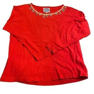 Cambridge Dry Goods Women's S Long Sleeve T-shirt Christmas Charm Winter Holiday